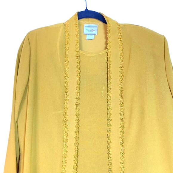 Vintage Sara Max Collection Golden Chartreuse 3-Piece Midi Length M Set Modest - Picture 5 of 9